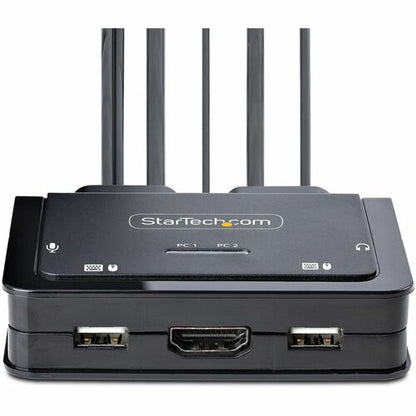 CONMUTADOR KVM 4K COMPACTO DE 2 PUERTOS - CONMUTADOR KVM CON CABLE USB-A/USB-C