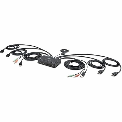 CONMUTADOR KVM COMPACTO 4K DE 2 PUERTOS - CONMUTADOR KVM CON CABLE PARA DOS MONITORES
