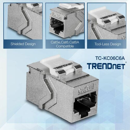 Acoplador en línea RJ-45 Keystone Cat6A de TRENDnet (paquete de 6) - 6 - 1 x RJ-45 Keystone -