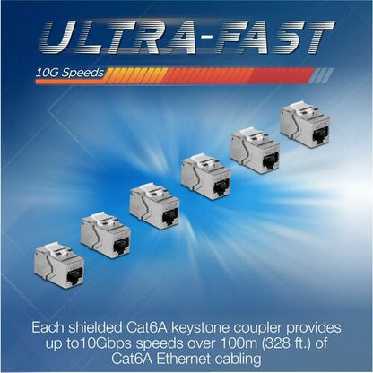 Acoplador en línea Keystone RJ-45 Cat6A de TRENDnet (paquete de 6) - 6 - 1 x RJ-45 Keystone -