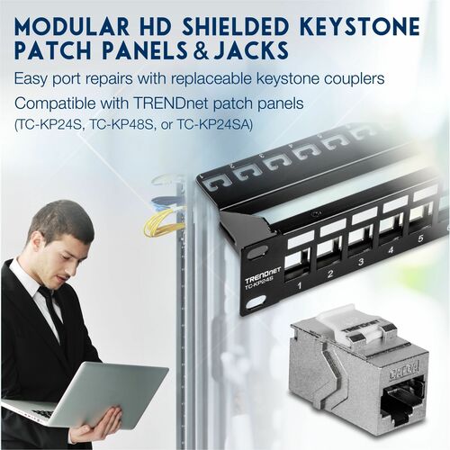 Acoplador en línea RJ-45 Keystone Cat6A de TRENDnet (paquete de 6) - 6 - 1 x RJ-45 Keystone -