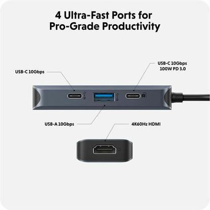 Concentrador USB-C Targus Next de 4 puertos - USB tipo C - 10 GB/s - 4 puertos USB