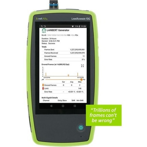 KIT DE TEST DE PERFORMANCE ETHERSCOPE NXG 10G TRI-BANDE COMPLET AVEC 1 AN D'ALLYCARE