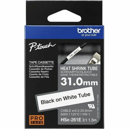 Ruban thermorétractable noir sur blanc Brother HSe-261E, 31 mm (1,22 po) - 59/64\