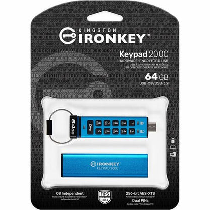 64GB USB-C IRONKEY KEYPAD 200C FIPS 140-3 LVL 3 AES-256