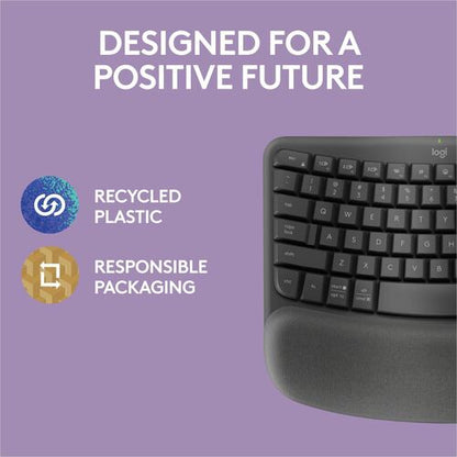 Teclado ergonómico inalámbrico Logitech Wave Keys - Conectividad inalámbrica - Bluetooth