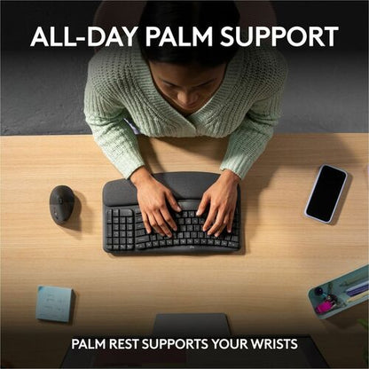Teclado ergonómico inalámbrico Logitech Wave Keys - Conectividad inalámbrica - Bluetooth