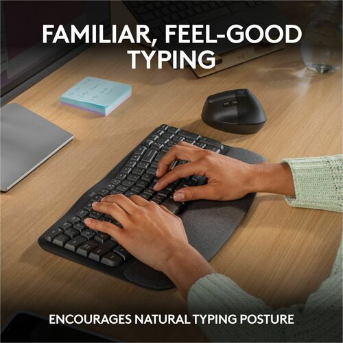 Teclado ergonómico inalámbrico Logitech Wave Keys - Conectividad inalámbrica - Bluetooth