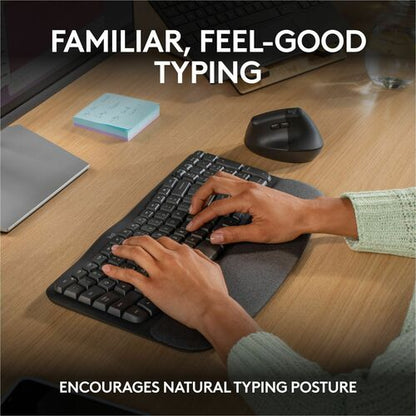 Teclado ergonómico inalámbrico Logitech Wave Keys - Conectividad inalámbrica - Bluetooth