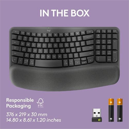 Teclado ergonómico inalámbrico Logitech Wave Keys - Conectividad inalámbrica - Bluetooth