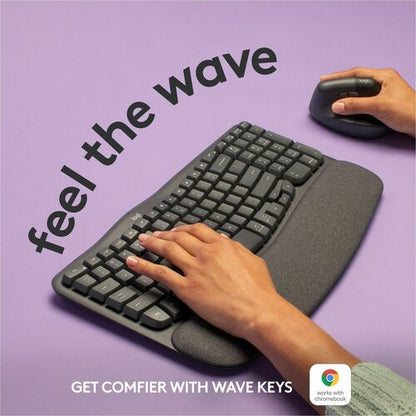 Teclado ergonómico inalámbrico Logitech Wave Keys - Conectividad inalámbrica - Bluetooth