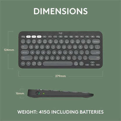 Clavier Logitech Pebble Keys 2 K380S, graphite tonal