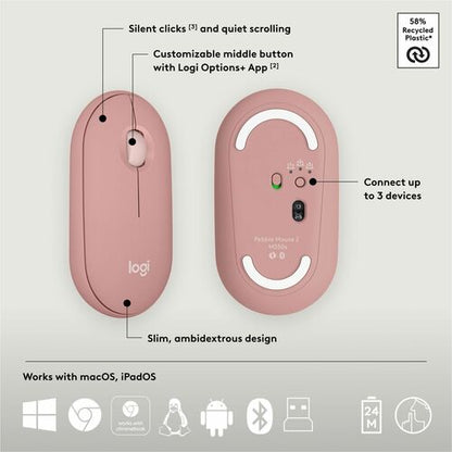 LOGITECH PEBBLE 2 COMBO ROSE TONAL MULTI 4