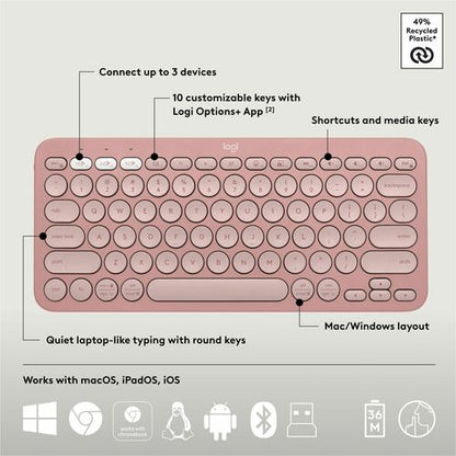 LOGITECH PEBBLE 2 COMBO ROSE TONAL MULTI 4