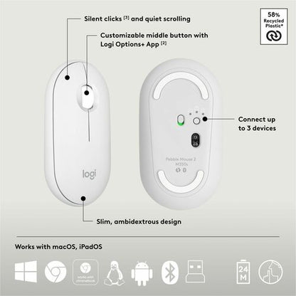 LOGITECH PEBBLE 2 COMBO BLANC TONAL MULTI 4