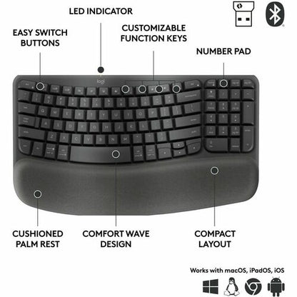 CLAVIERS LOGITECH WAVE POUR ENTREPRISE GRAPHITE