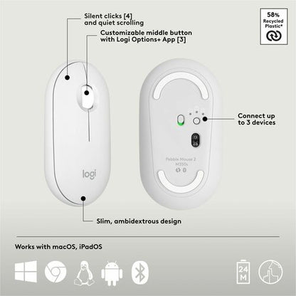 LOGITECH PEBBLE 2 COMBO FOR MAC TONAL WHITE MULTI 4