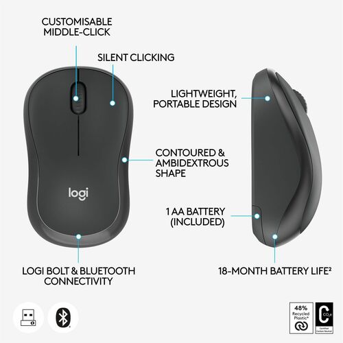 LOGITECH M240 PARA EMPRESAS CAJA MARRÓN GRAFITO