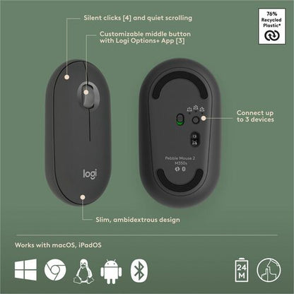 LOGITECH PEBBLE 2 COMBO POUR MAC GRAPHITE TONAL MULTI 4