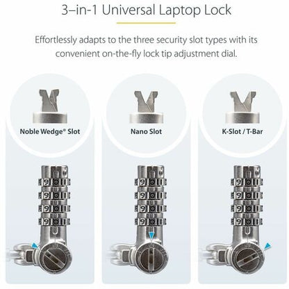 Candado universal para portátil StarTech.com de 2 metros