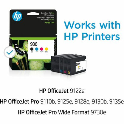 Cartucho de tinta original HP 936 para inyección de tinta - CMYK - Paquete de 4