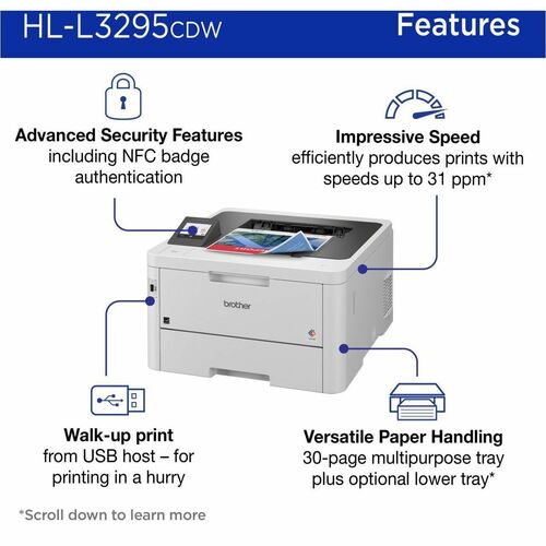 Brother HL-L3295CDW Desktop Wireless Laser Printer - Color -