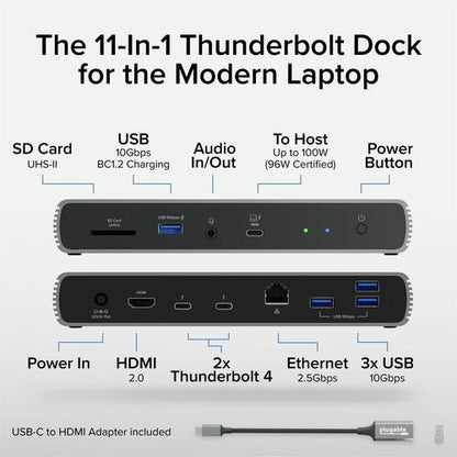 Station d'accueil Thunderbolt 4 enfichable avec charge de 100 W, Th