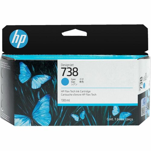 Cartouche d'encre jet d'encre d'origine HP 738 - Pack cyan - 130 ml