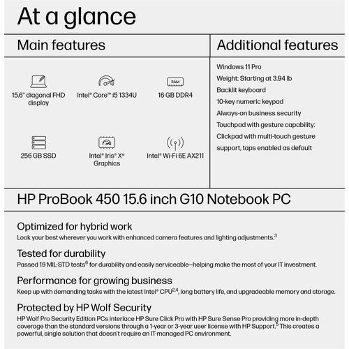 SMART BUY PROBOOK 450 G10 I5-1334U 16GB 256GB 15IN W11P