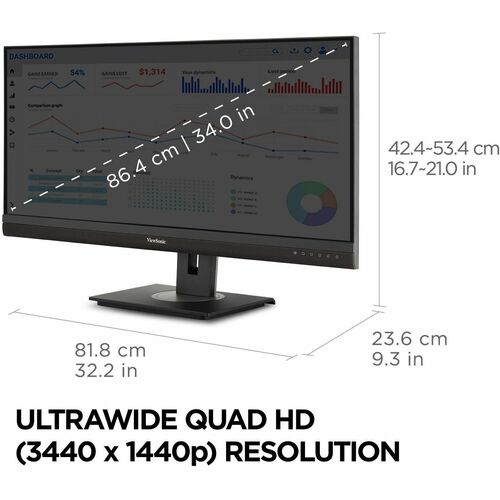 MONITEUR WQHD ERGONOMIQUE 21:9 AVEC USB C 100 W ET RJ45 3440