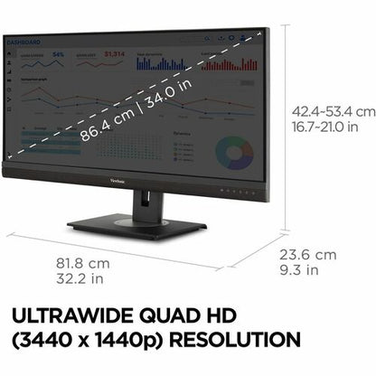 MONITEUR WQHD ERGONOMIQUE 21:9 AVEC USB C 100 W ET RJ45 3440