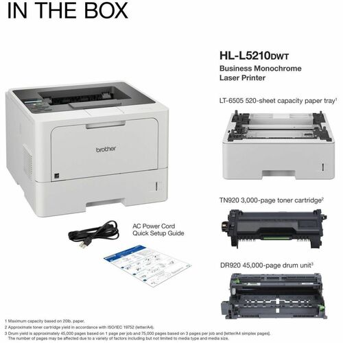 Imprimante laser sans fil de bureau Brother HL-L5210DW - Monochrome
