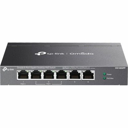 Switch de escritorio OMADA de 6 puertos Gigabit con 3 puertos PoE+ y 1 puerto de alimentación PoE de 64 W