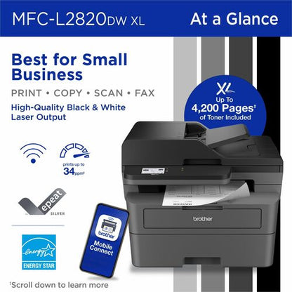 Brother MFC-L2820DWXL Wireless Laser Multifunction Printer -