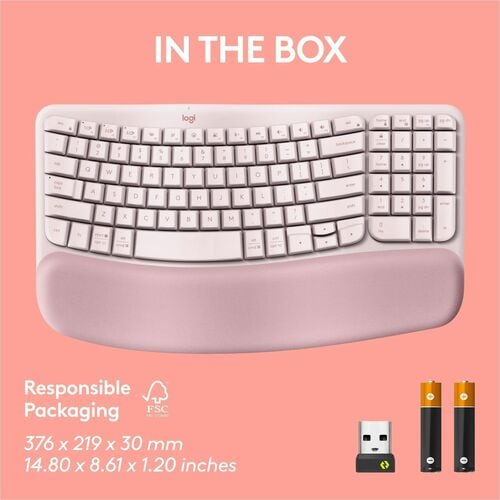 Teclado ergonómico inalámbrico Logitech Wave Keys con palma acolchada