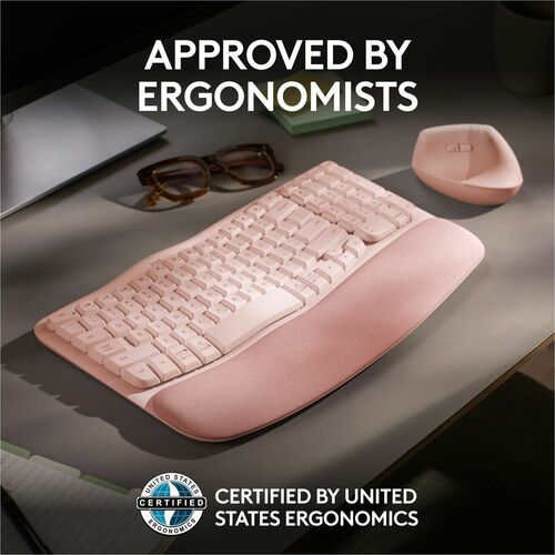 Teclado ergonómico inalámbrico Logitech Wave Keys con palma acolchada