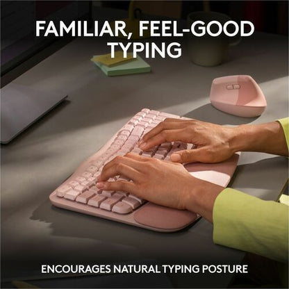 Teclado ergonómico inalámbrico Logitech Wave Keys con palma acolchada