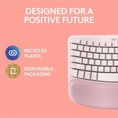 Teclado ergonómico inalámbrico Logitech Wave Keys con palma acolchada