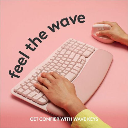 Teclado ergonómico inalámbrico Logitech Wave Keys con palma acolchada