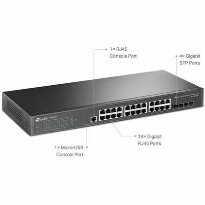 Switch administrado Jetstream de 24 puertos Gigabit L2 con 4 ranuras SFP