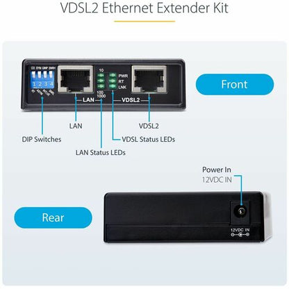 Kit extensor Ethernet VDSL2 de StarTech.com sobre cable de par único, repetidor LAN de hasta 0,6 mi