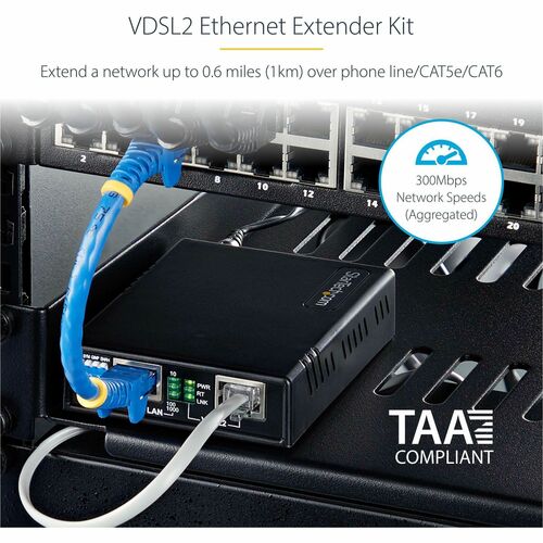 Kit extensor Ethernet VDSL2 de StarTech.com sobre cable de par único, repetidor LAN de hasta 0,6 mi