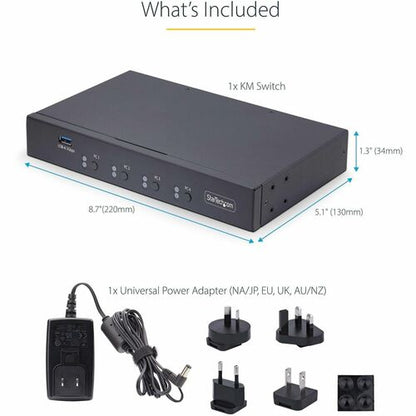 COMMUTATEUR CLAVIER/SOURIS 4 PORTS COMMUTATEUR SOURIS ROAMING KM/USB