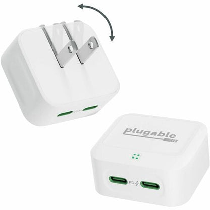 Plugable Dual USB C Charger Block, 40W Foldable 2