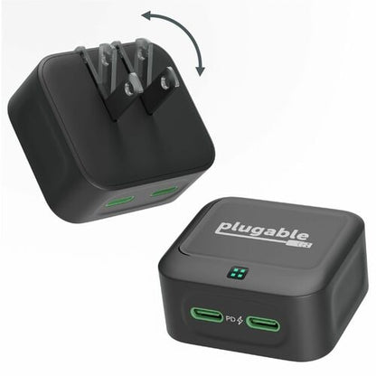 Plugable Dual USB C Wall Charger, 40W Foldable 2