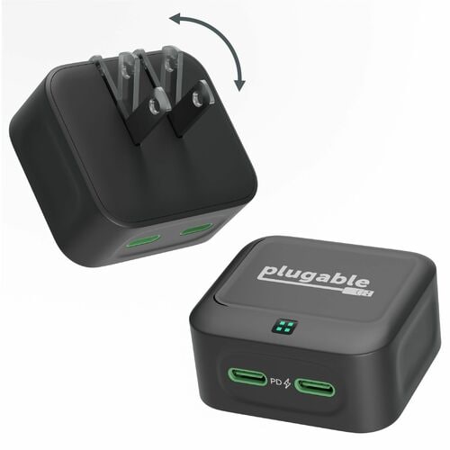 Plugable Dual USB C Wall Charger, 40W Foldable 2