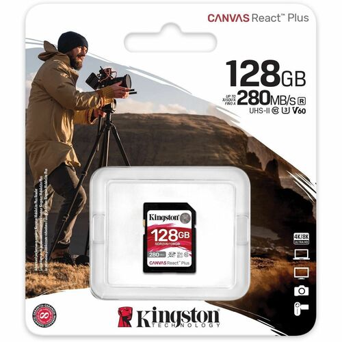 128GB CANVAS REACT PLUS SDXC UHS-II 280R/100W U3 V60 FOR FULL