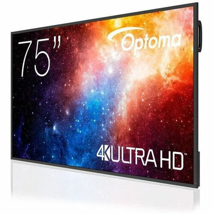 Écran plat professionnel 4K UHD 75 pouces. Support multimédia intégré.