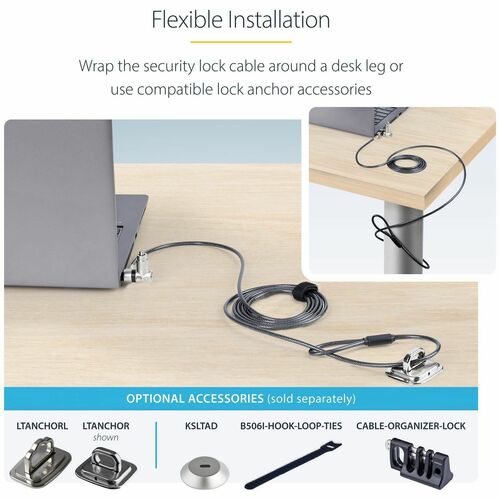 StarTech.com Candado universal para portátil (paquete de 25), 2 m, con llave igual, cable de seguridad