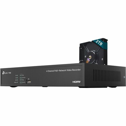 Grabador de vídeo en red TP-Link VIGI de 4 canales PoE+ - HDD de 2 TB - Grabador de vídeo en red